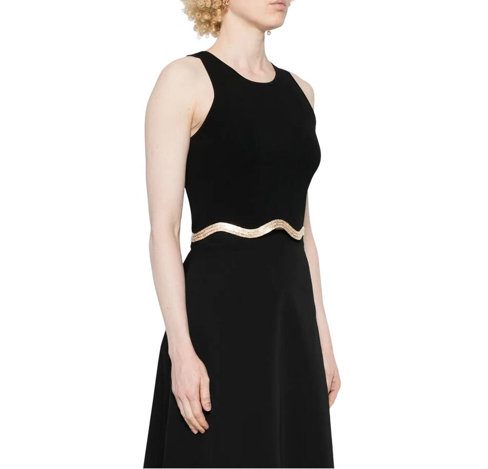 Sandro Sequin Embellished Black Scallop Hem Tank Top Size 1